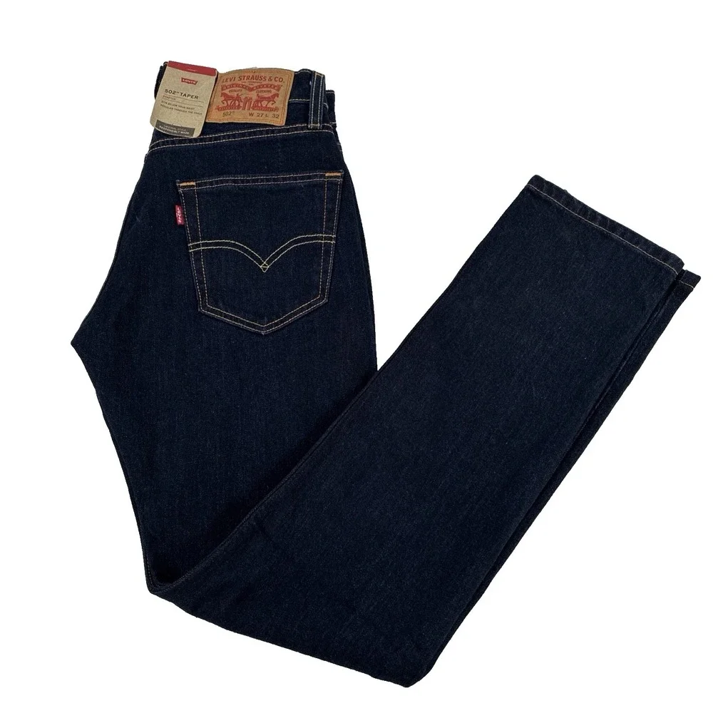 New Mens Levi's 502 Taper Dark Wash Jeans‎ Size 27x32 NWT Irregular